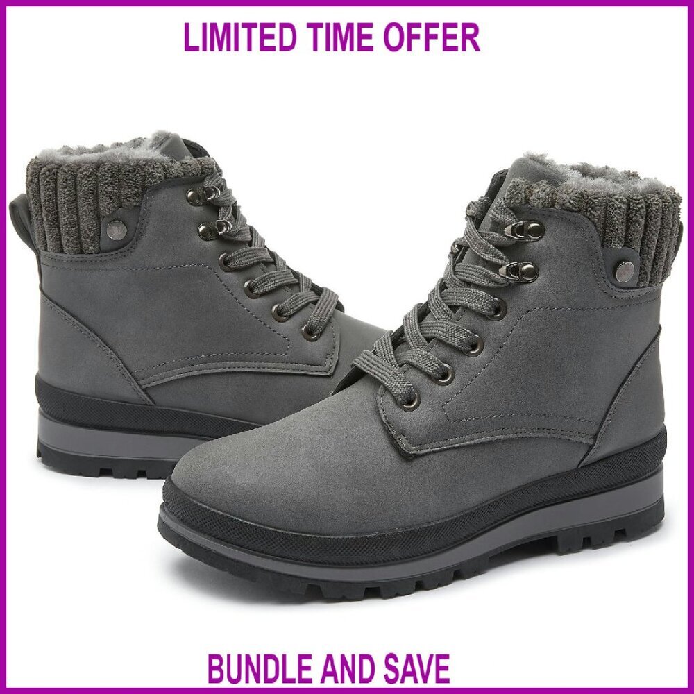 Women's Waterproof Combat Boots Platform Ankle Boots Non-Slip Winter Hiking